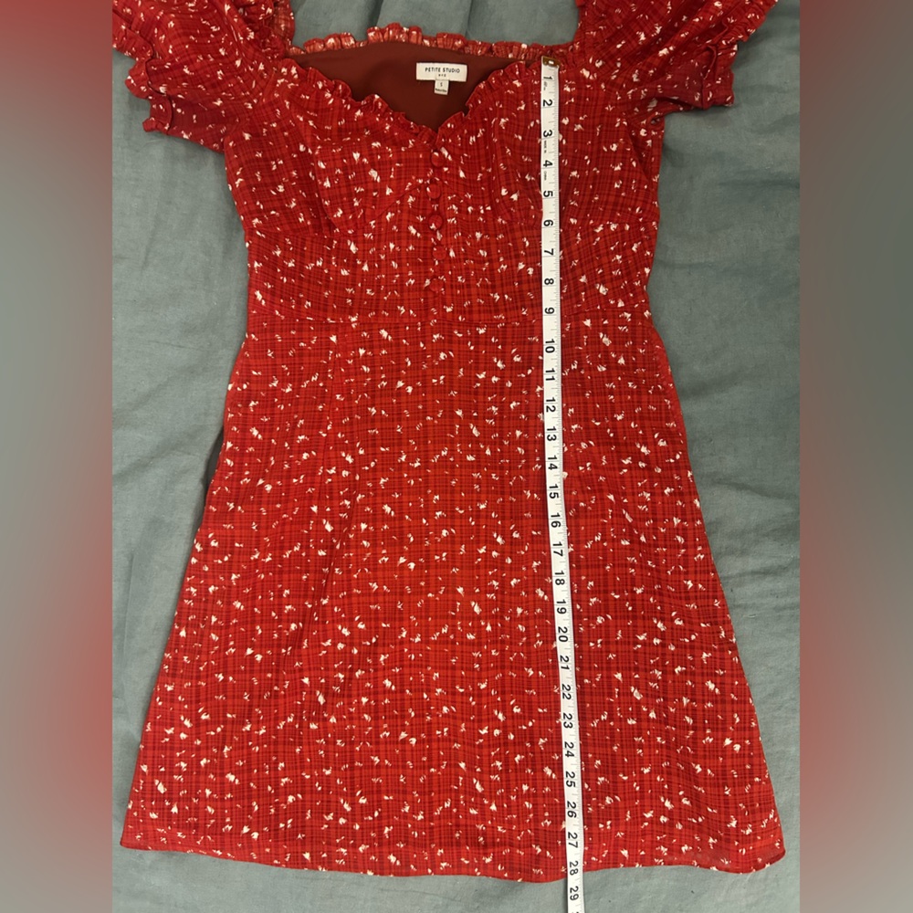 Petite Studio NYC Maisy - Floral mini dress, sweetheart neckline, puff sleeve, S - Picture 3 of 10